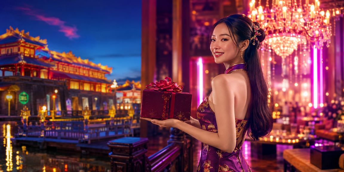 Không gian giải trí casino Huế ban đêm với ánh đèn neon – bảo mật tài khoản 6ff22